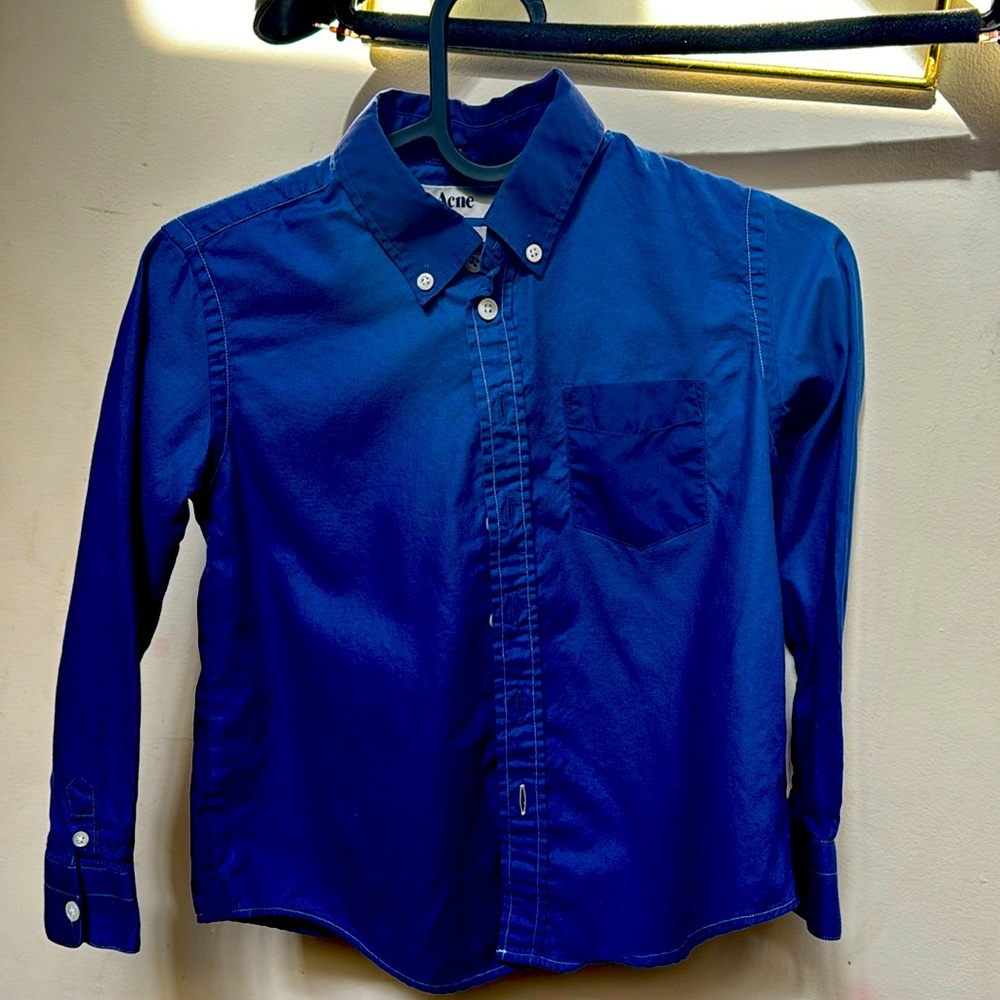Acne miniature shirt button down patchwork blue navy 6